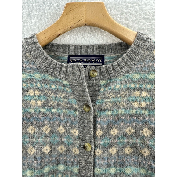 Newton Trading Co Womens Cardigan Sweater Multicolor Shetland Wool Long Sleeve S - Picture 3 of 7
